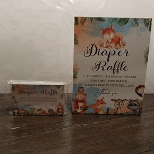 Woodland Forest Animals Diaper Raffle Tickets with 2D sign